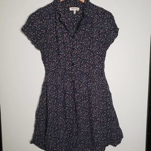 MONTEAU Floral Collared Short Sleeve Swing Dress L